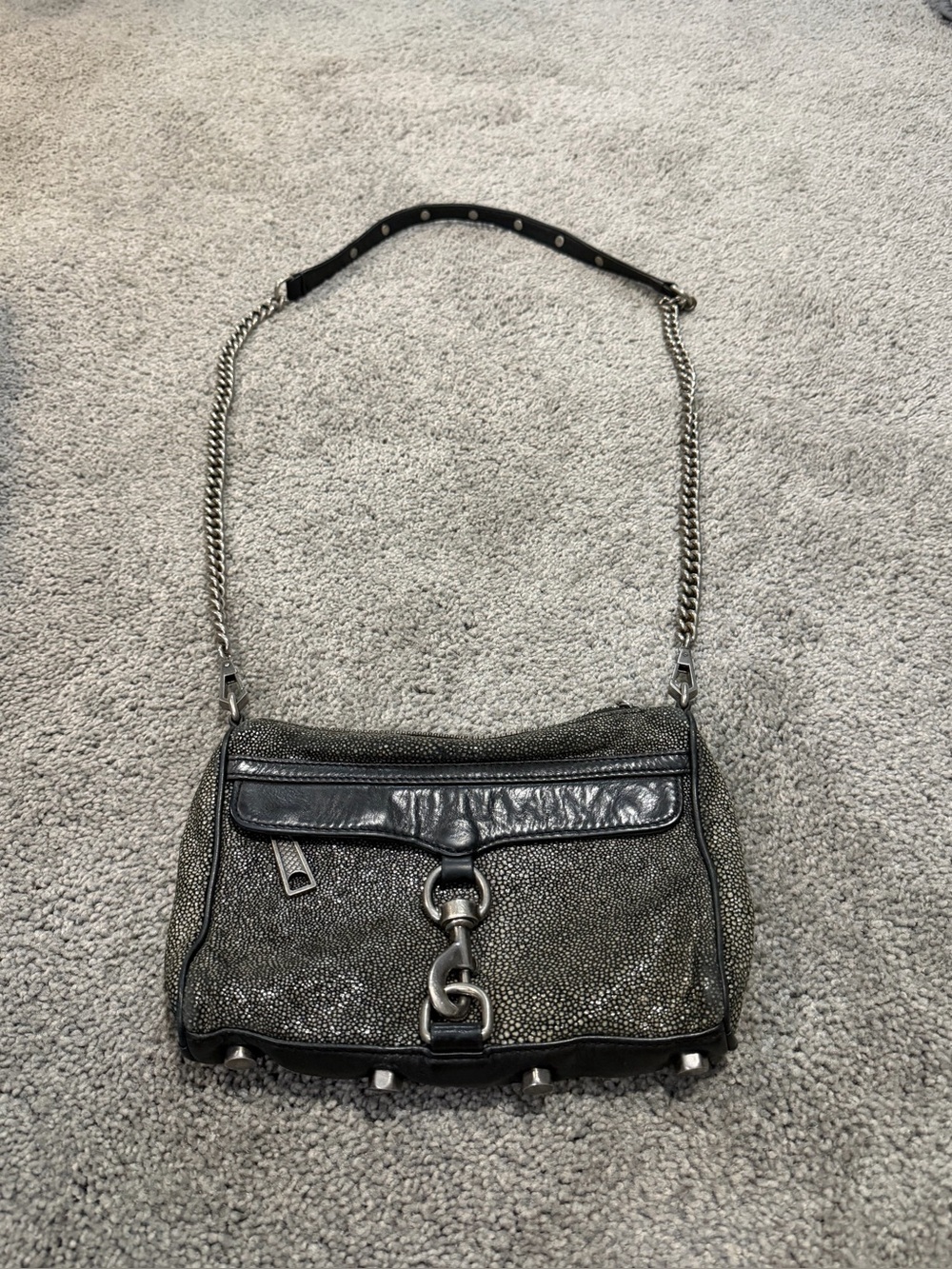 Metallic Black Chain Shoulder Bag - Rebecca Minkoff